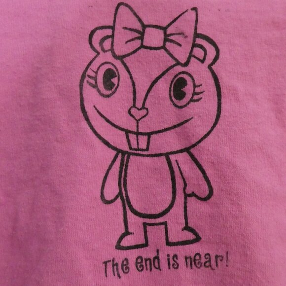 FRUIT OF THE LOOM - Heavy Cotton | size 10/12 | The End Is Near Pink Tee - Picture 1 of 16